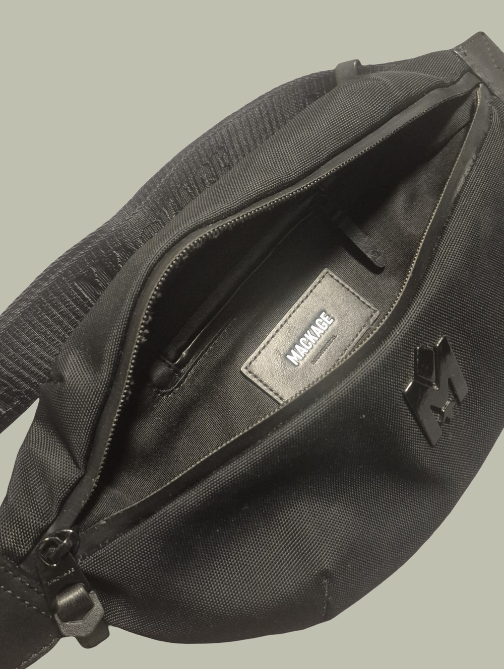 Summer Mackage Black Belt Bag with Logo Plate - Adjustable